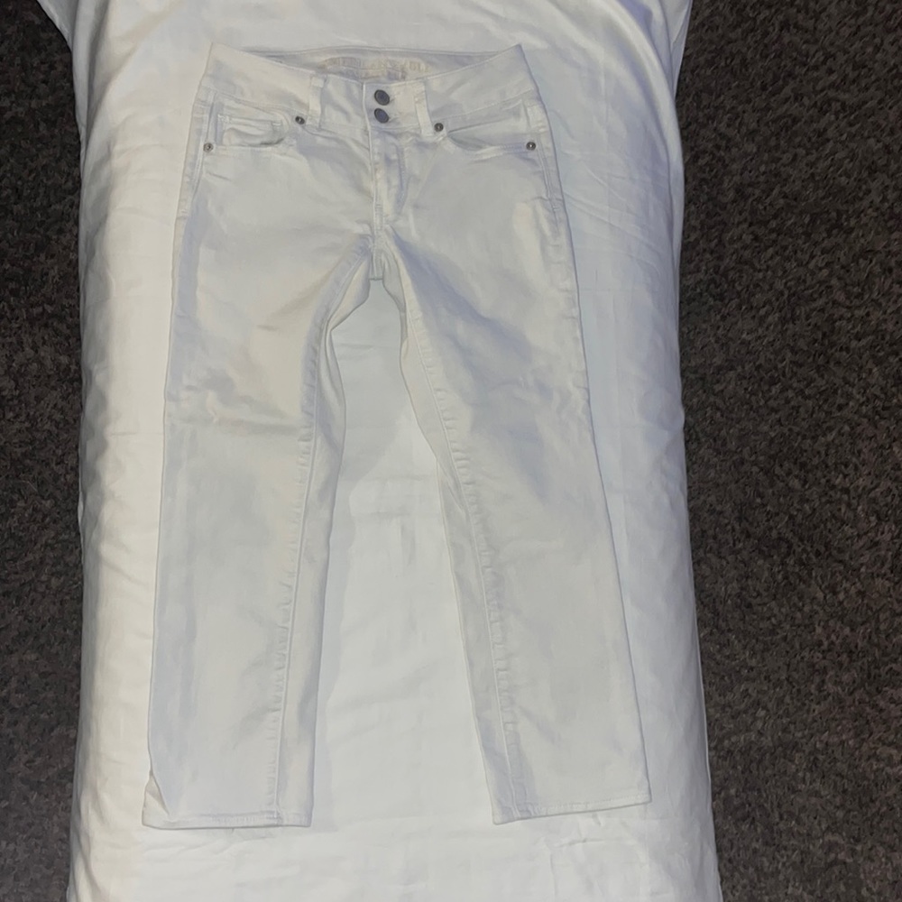 American Eagle 🦅 Outfitters White Artist Crop Stretch Sz 00 Extra Cute